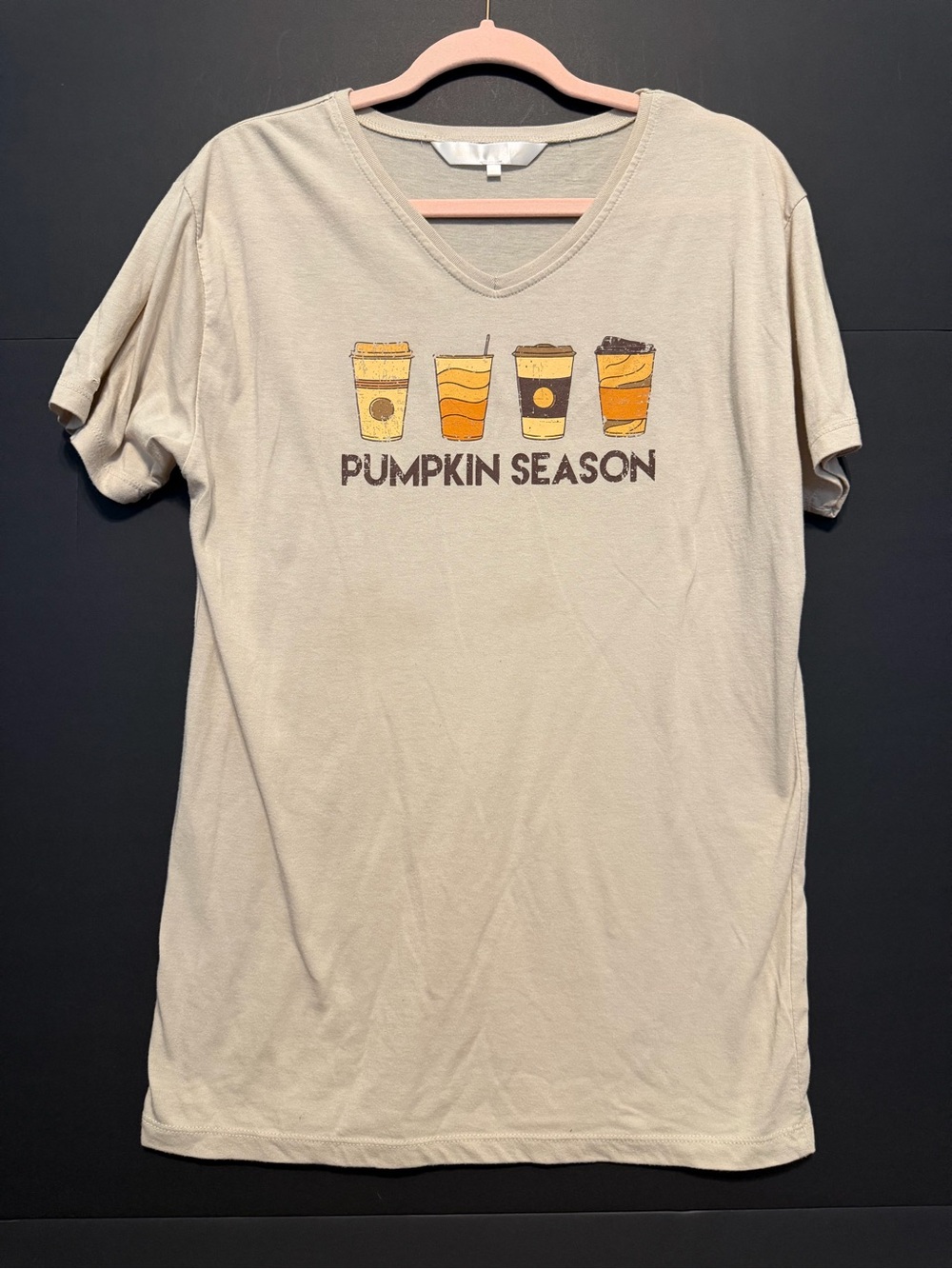 Neutral Beige V-Neck Lightweight Tee